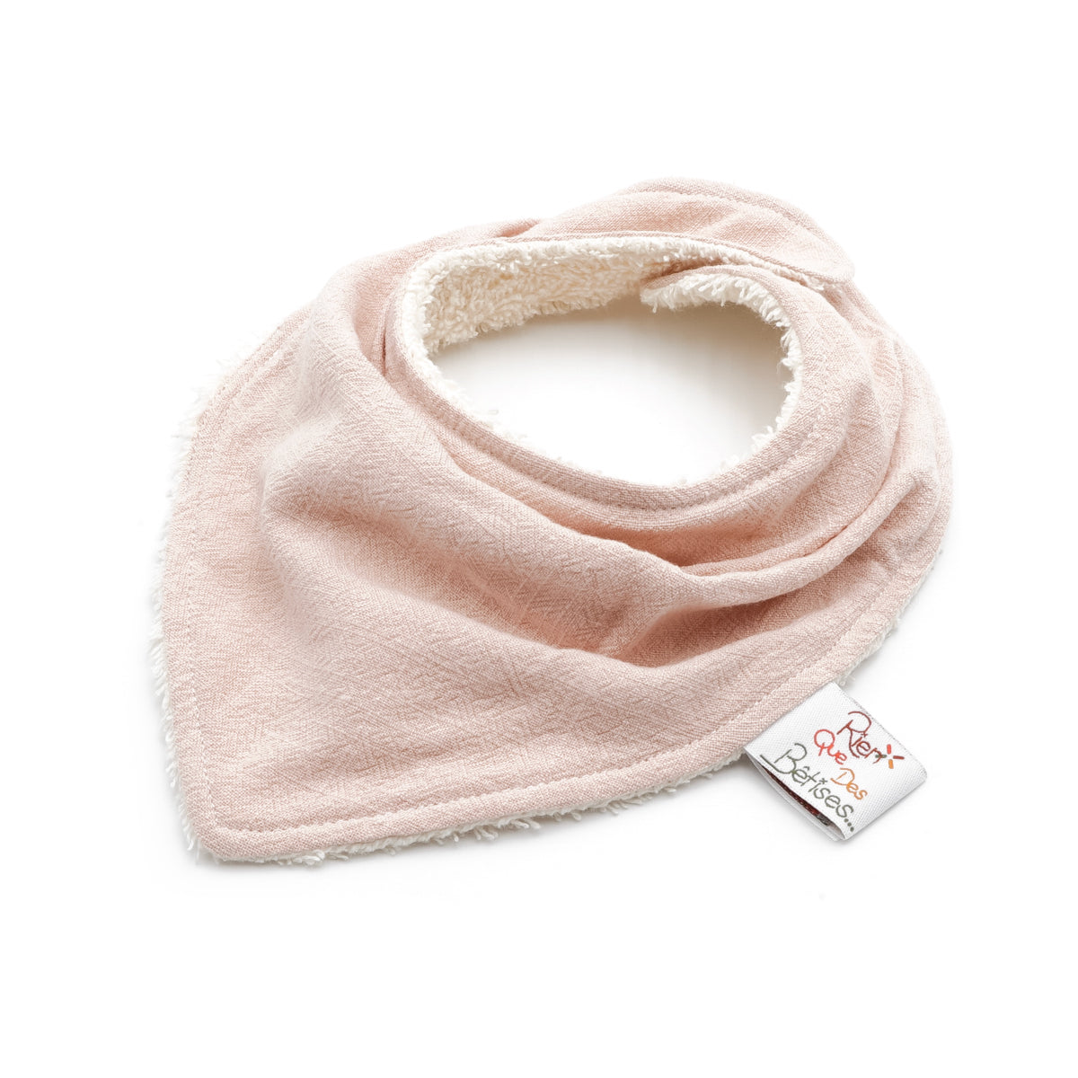 Bavoir foulard lin rose