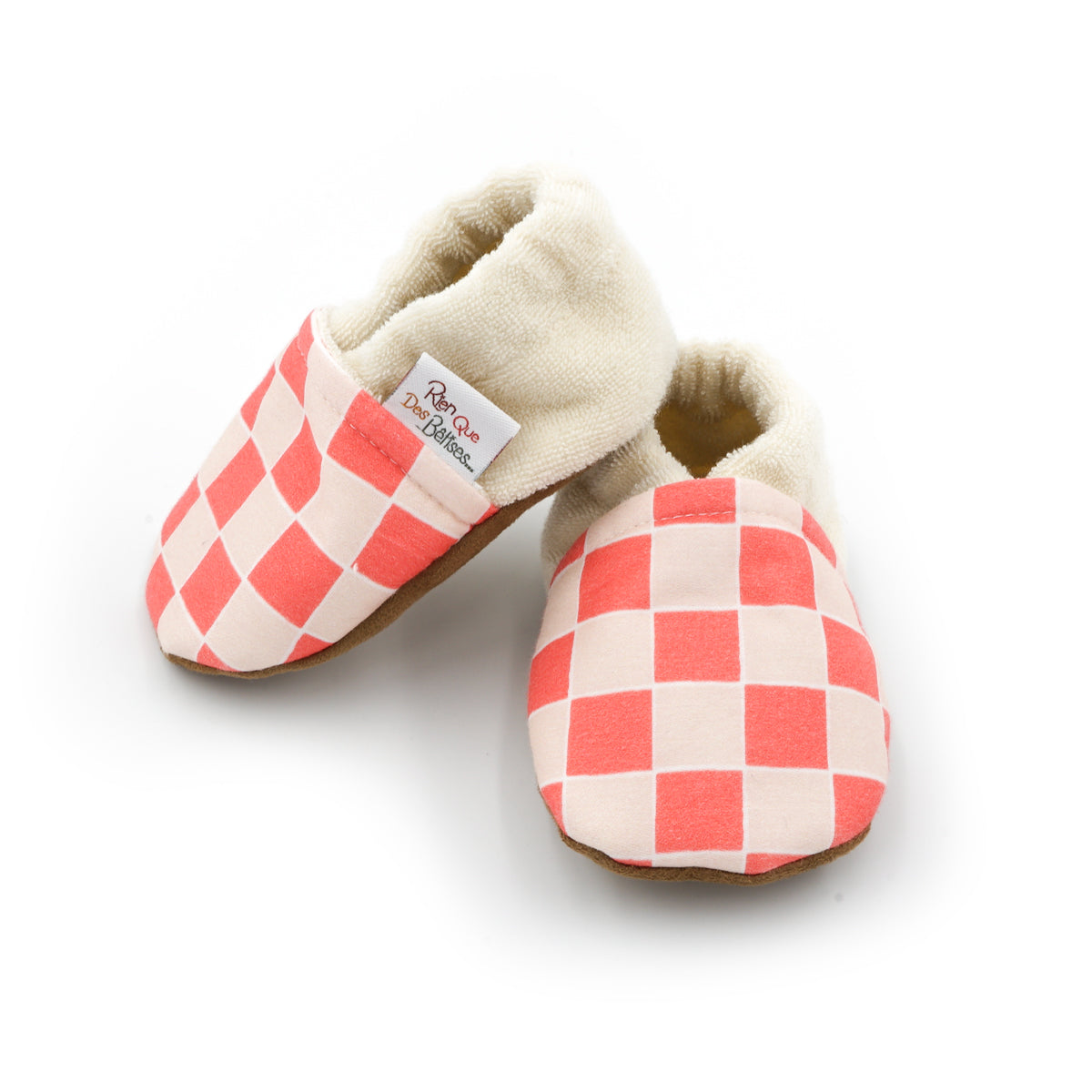 Chaussons damier corail