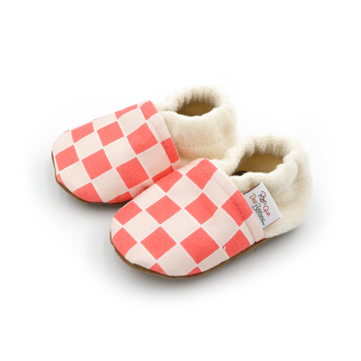 Chaussons damier corail