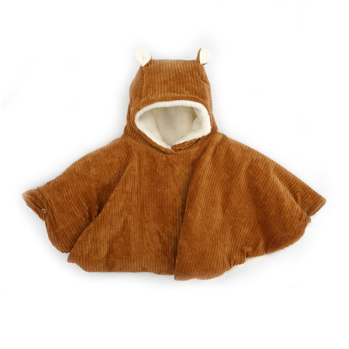 Poncho bébé velours camel