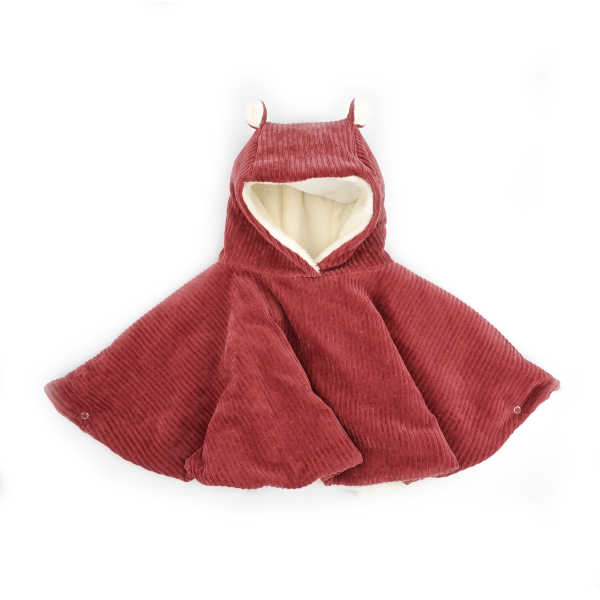 Poncho bébé velours framboise